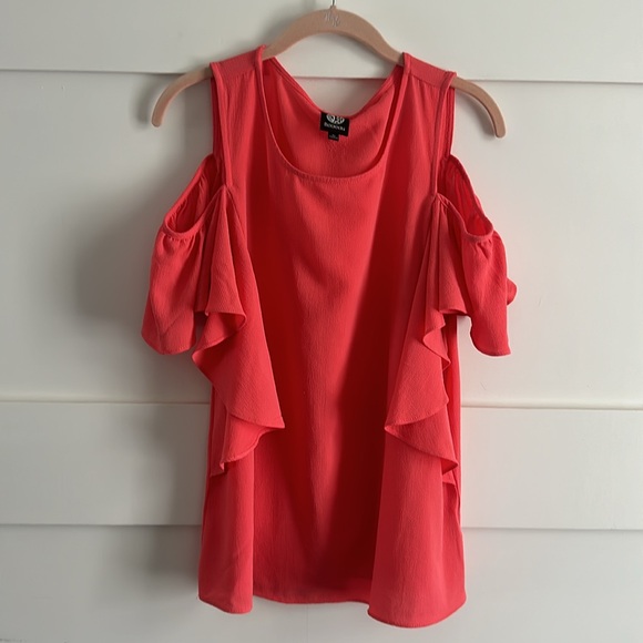 Bobeau Cold Shoulder Ruffle Sleeve Top - Picture 3 of 6
